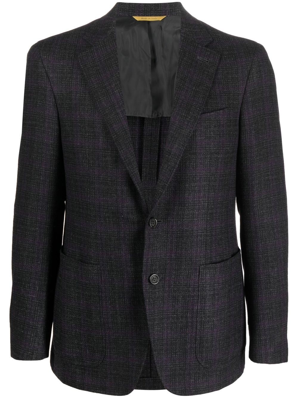 checked single-breasted blazer - 1