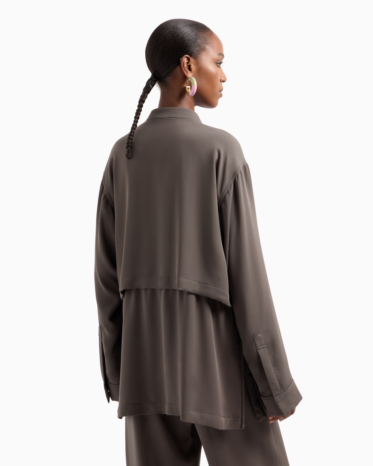 TRIPLE SILK GEORGETTE PEA COAT - 3