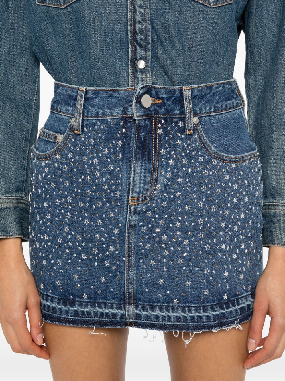 stud-embellished denim mini skirt - 5