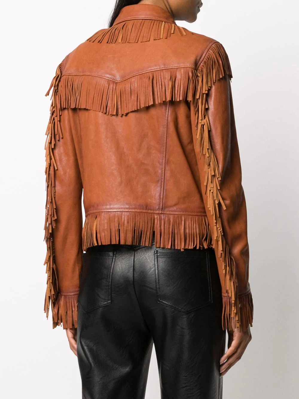 fringed leather jacket - 4