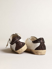 Golden Goose Super-Star with silver star and brown glitter