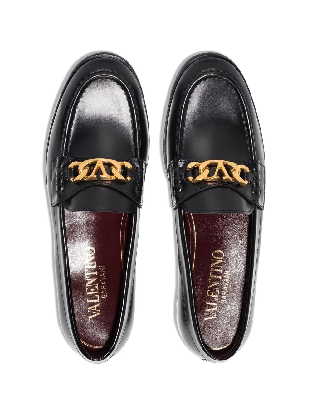 VLogo Chain leather loafers - 3
