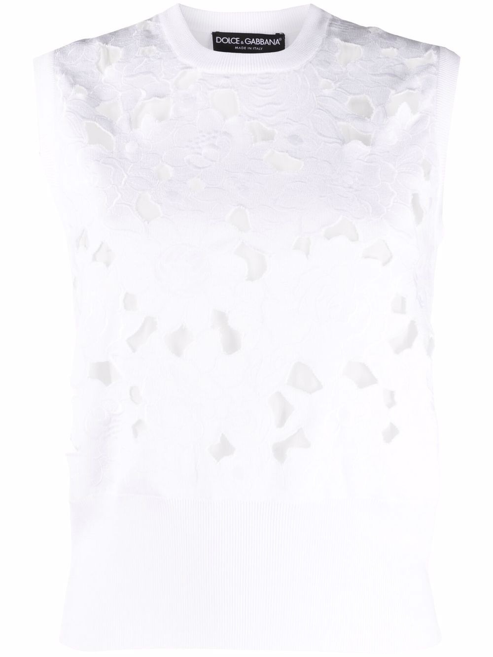 floral-embroidery open-work tank top - 1