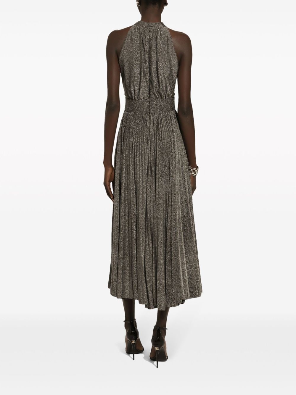 pleated silk midi dress - 4