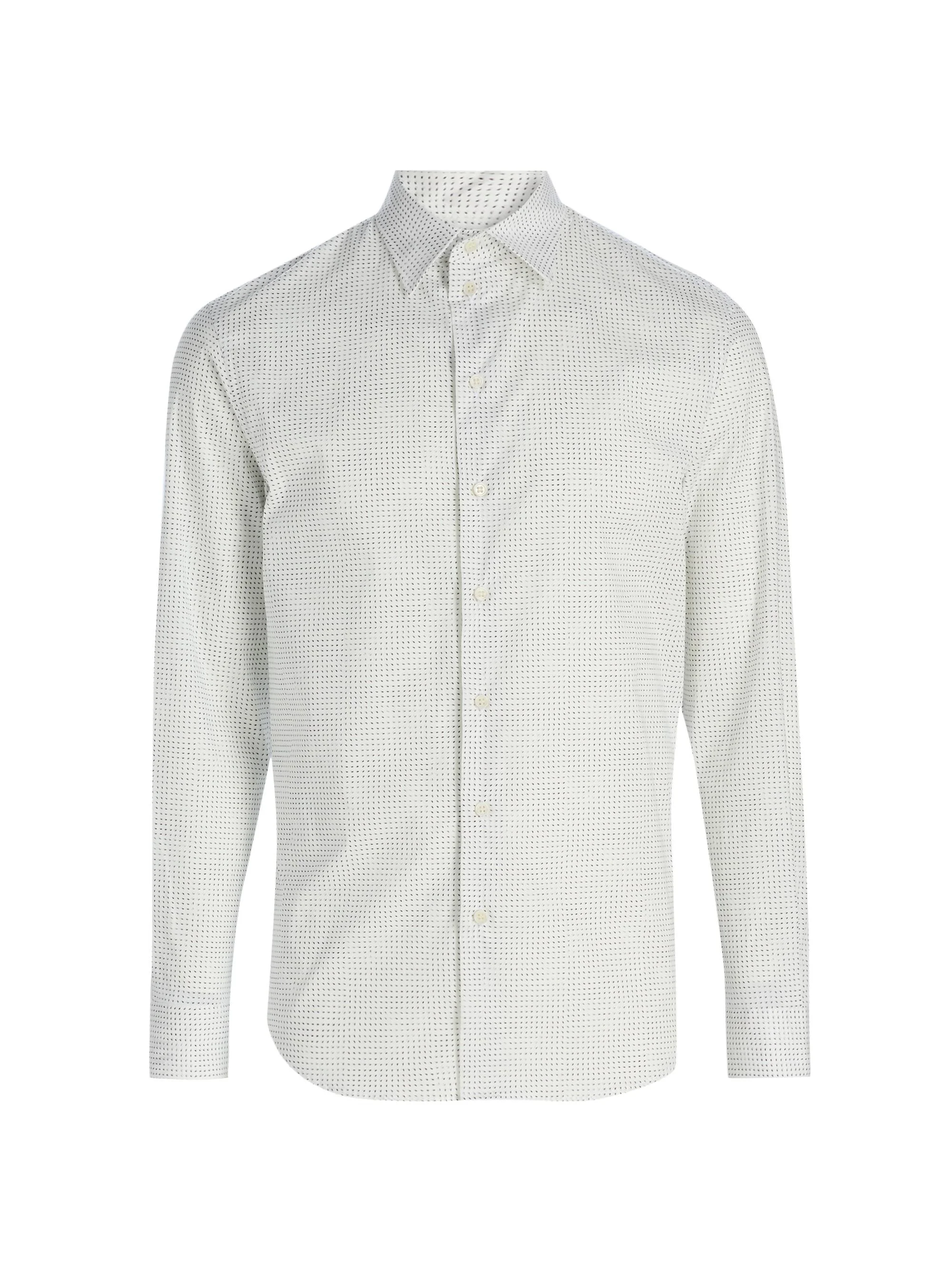 Men's Micro-Dash Stretch-Cotton Jersey Shirt - White - 1