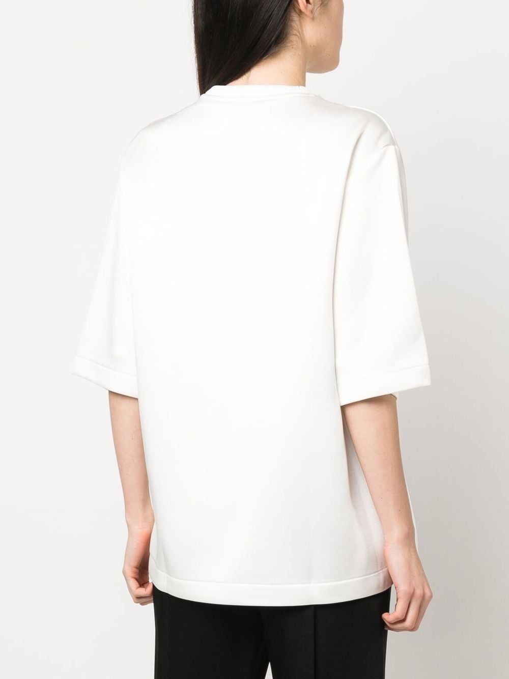 embroidered-logo satin T-shirt - 4