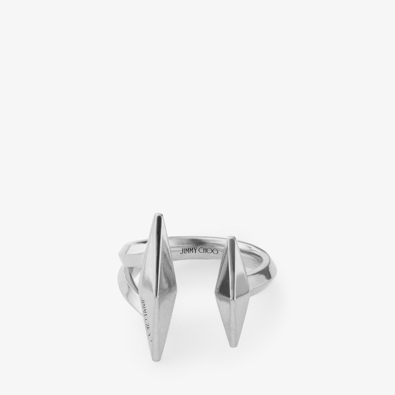 Double Diamond Ring Silver Finish Double Ring 4