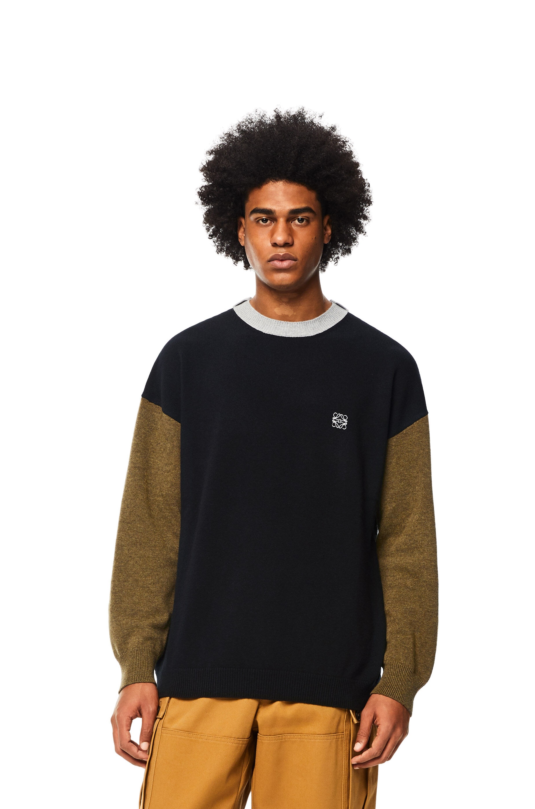 Crewneck colour block sweater in wool - 3