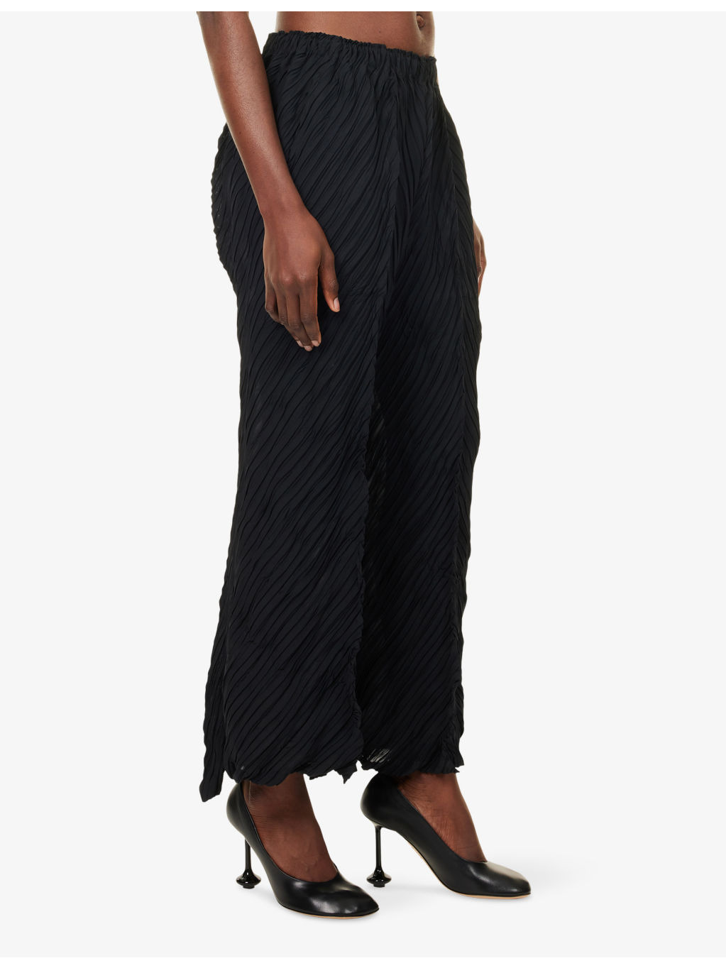 Wrinkled Straight-Leg Knitted Trousers - 3