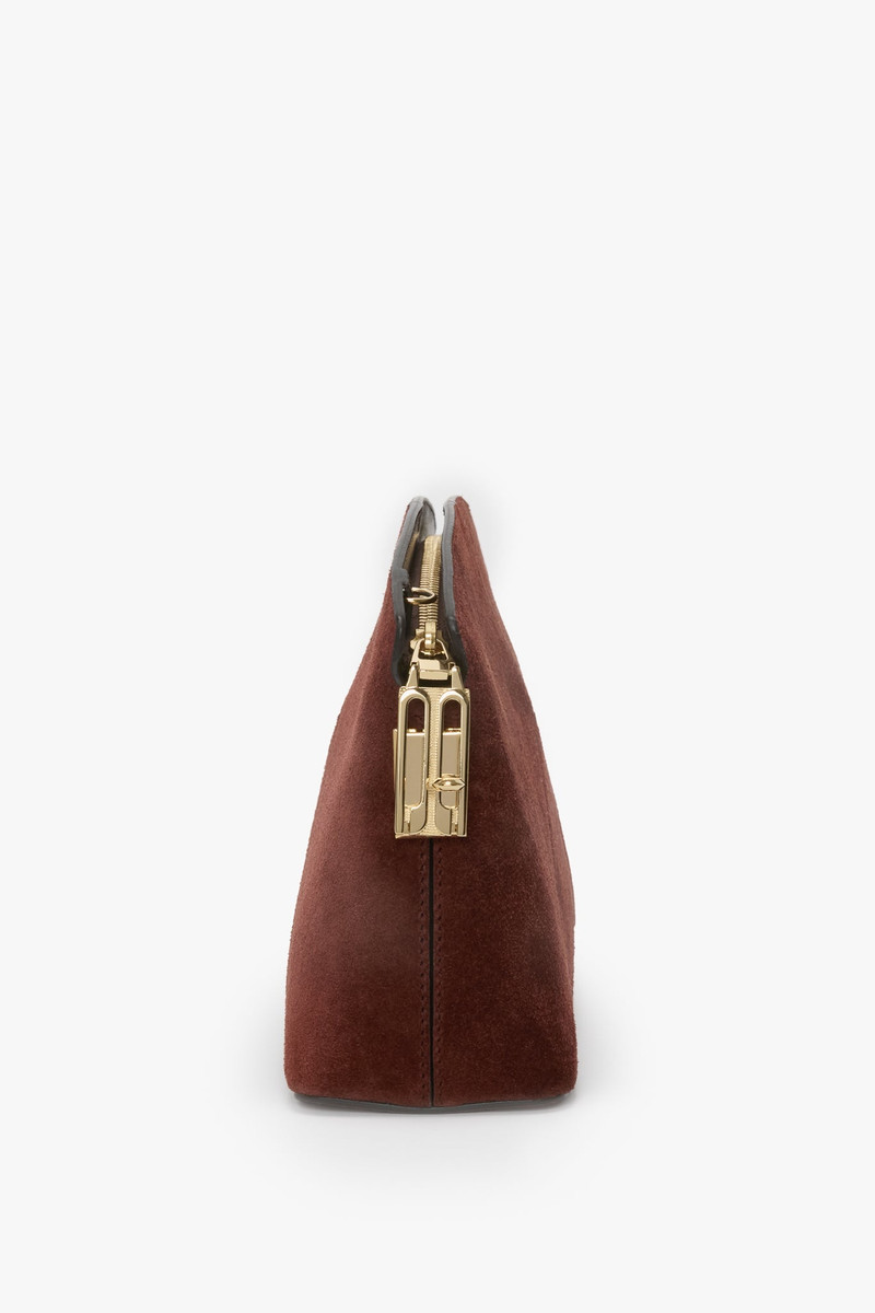 Victoria Beckham Victoria Crossbody Bag In Dark Brown Suede outlook