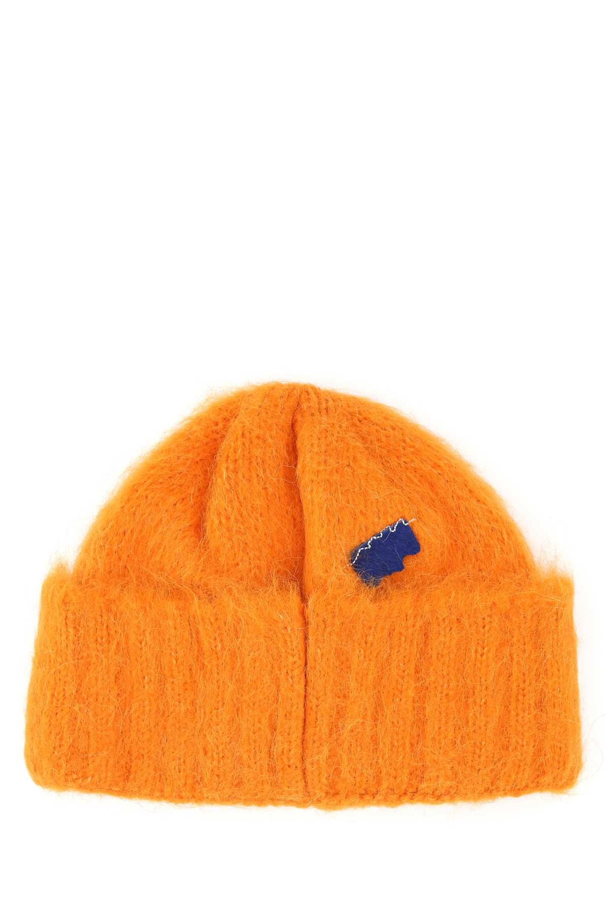Ader Error Men Orange Alpaca Blend Rivington Beanie Hat - 2