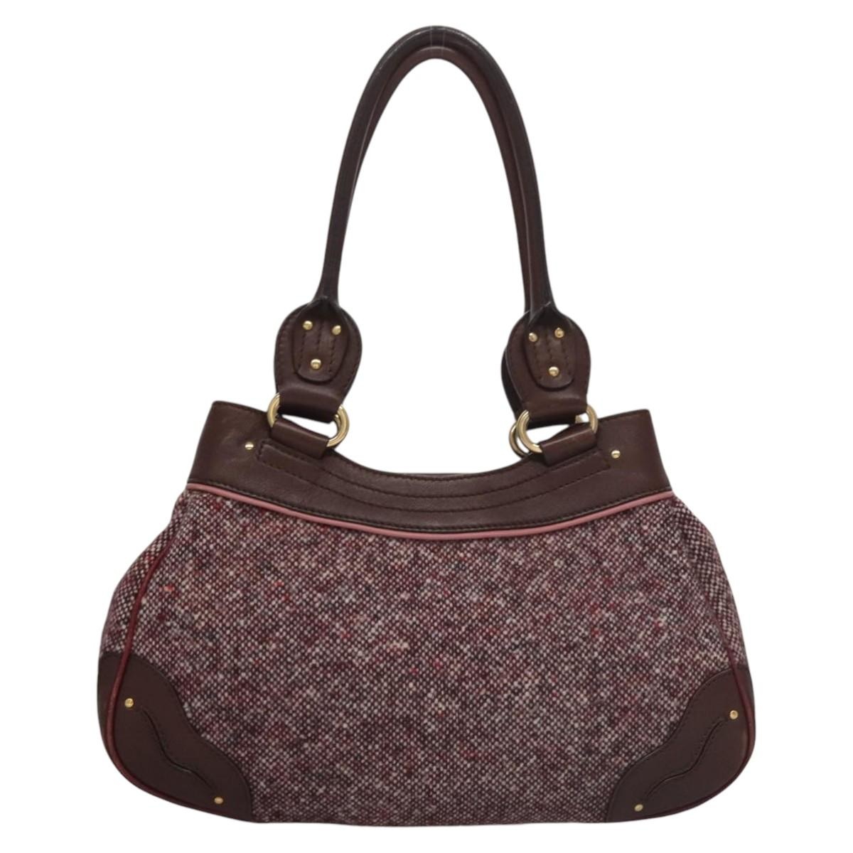 CELINE Hand Bag Wool Leather Gold Brown - 2