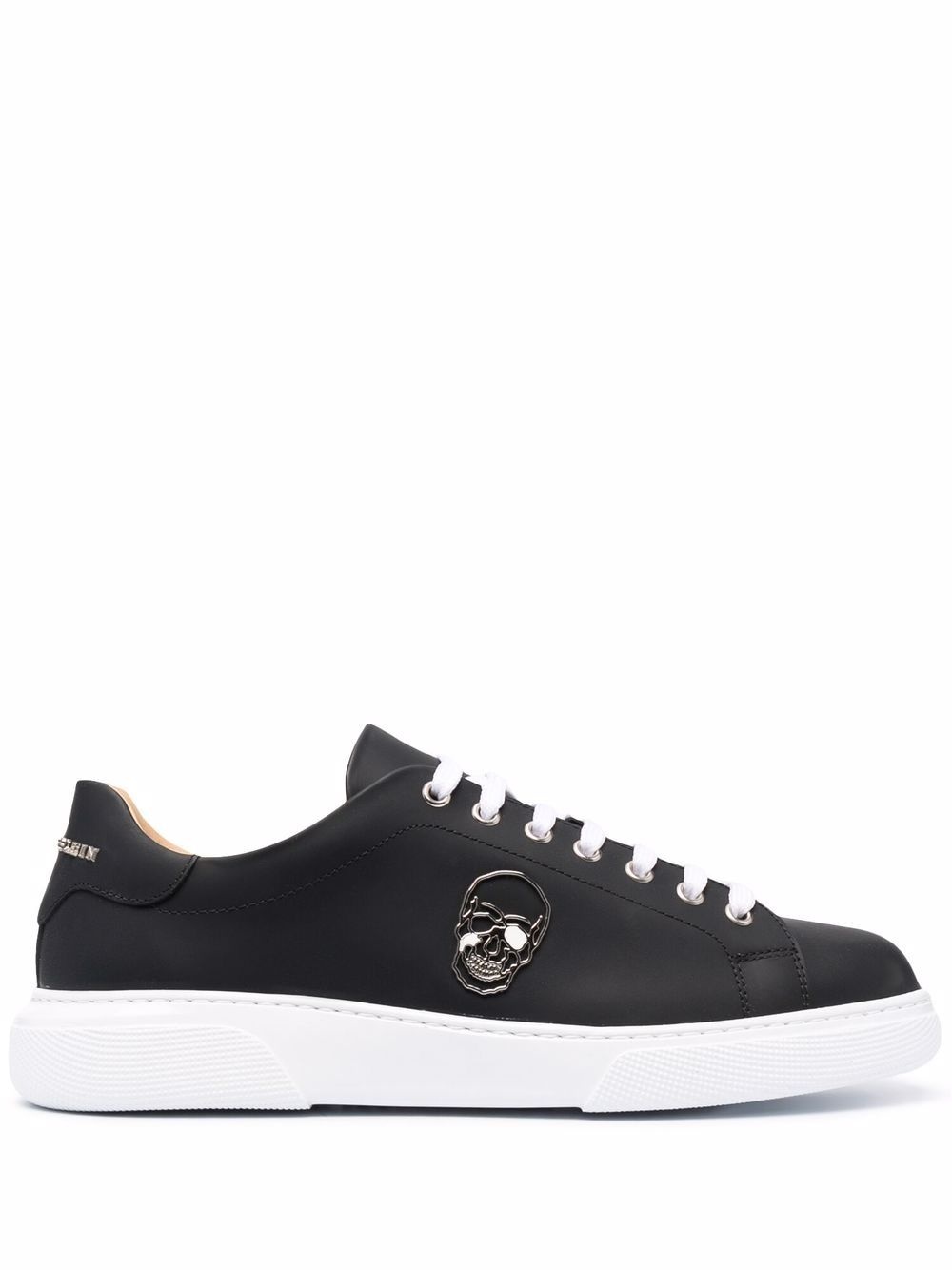 skull leather low-top sneakers - 1