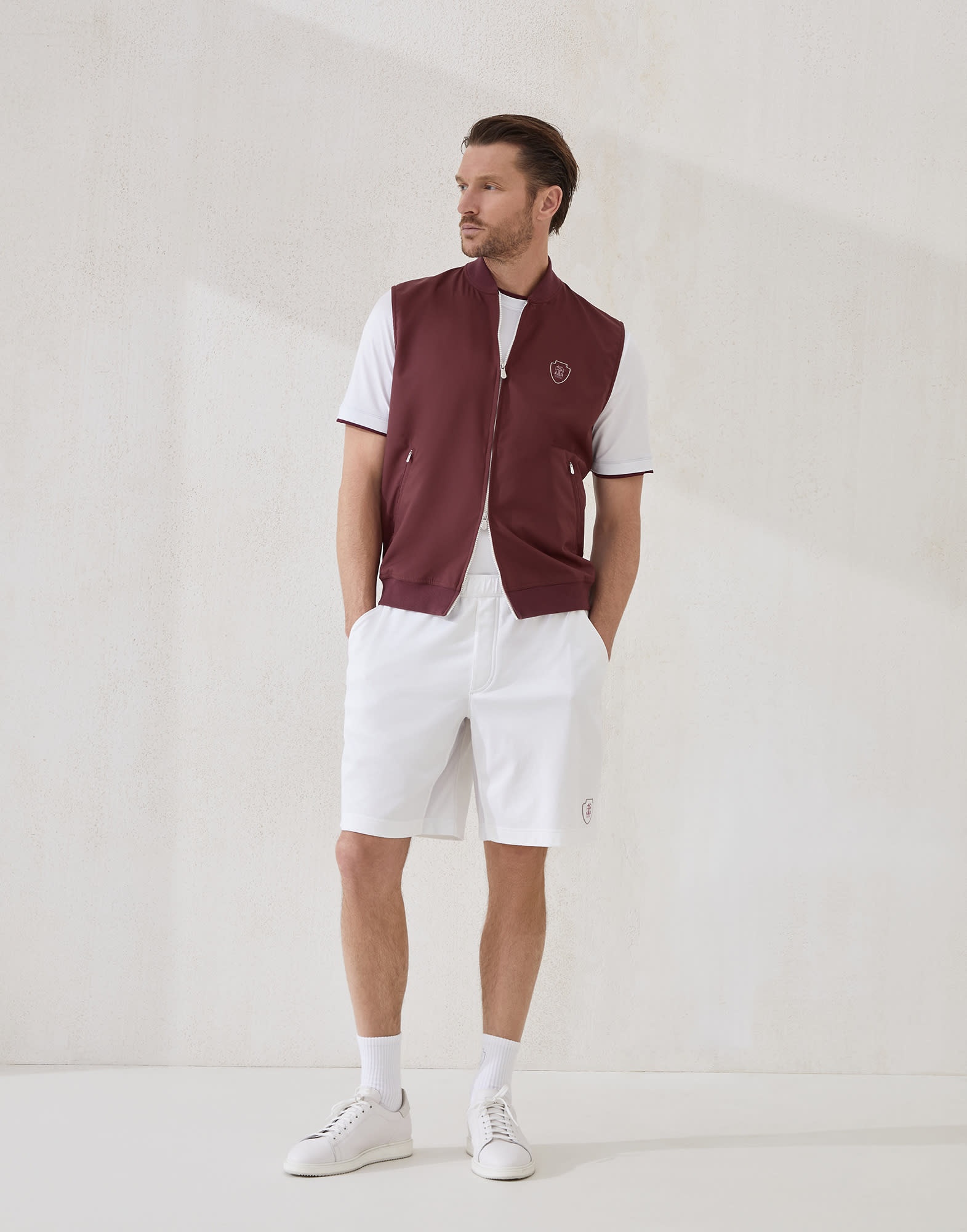Cotton interlock shorts with logo - 4