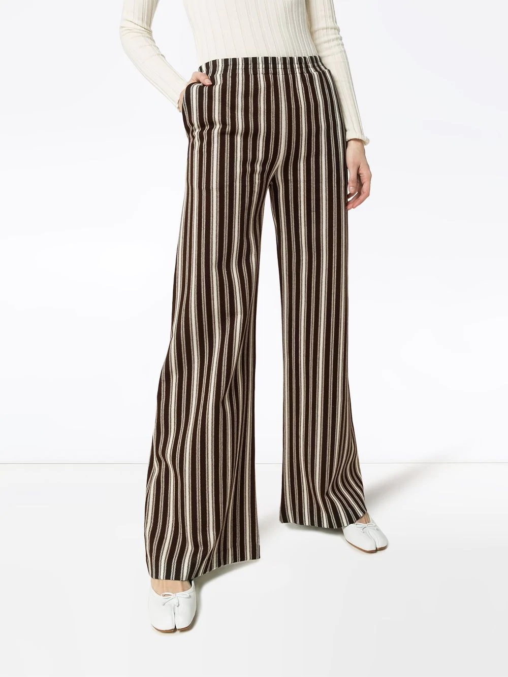 wide-leg striped trousers - 3