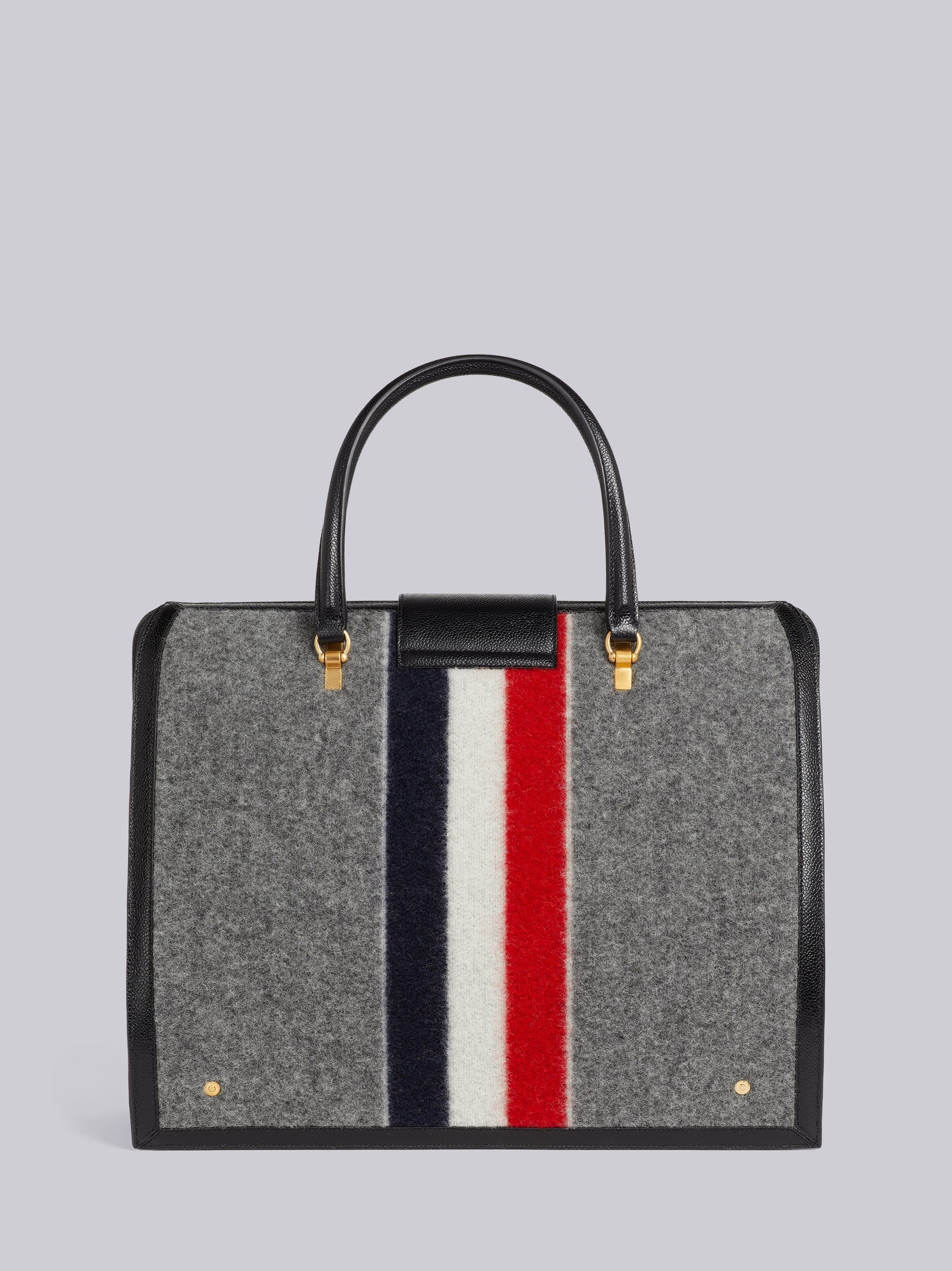 Medium Grey Boiled Wool Stripe Mr. Thom Bag - 4