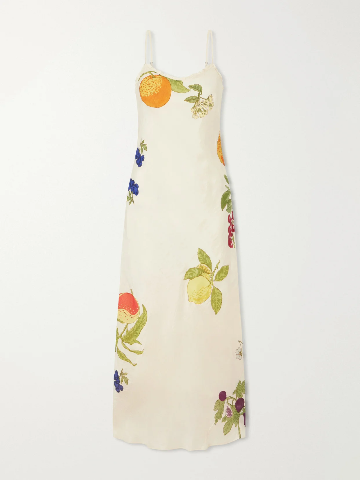 Athens Nine Fruit Printed Silk Midi Dress - 1