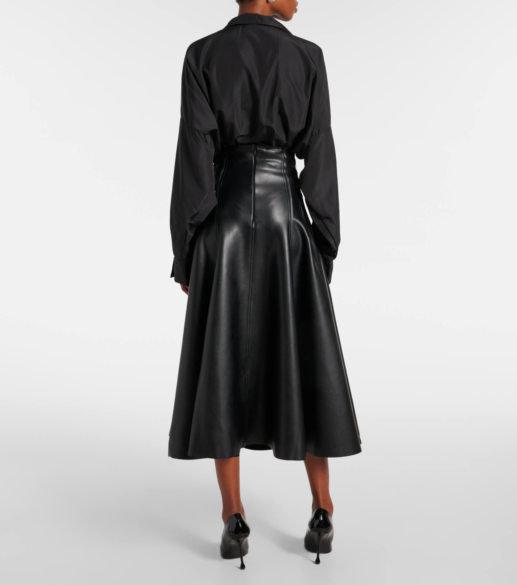 Grace faux leather midi skirt - 3