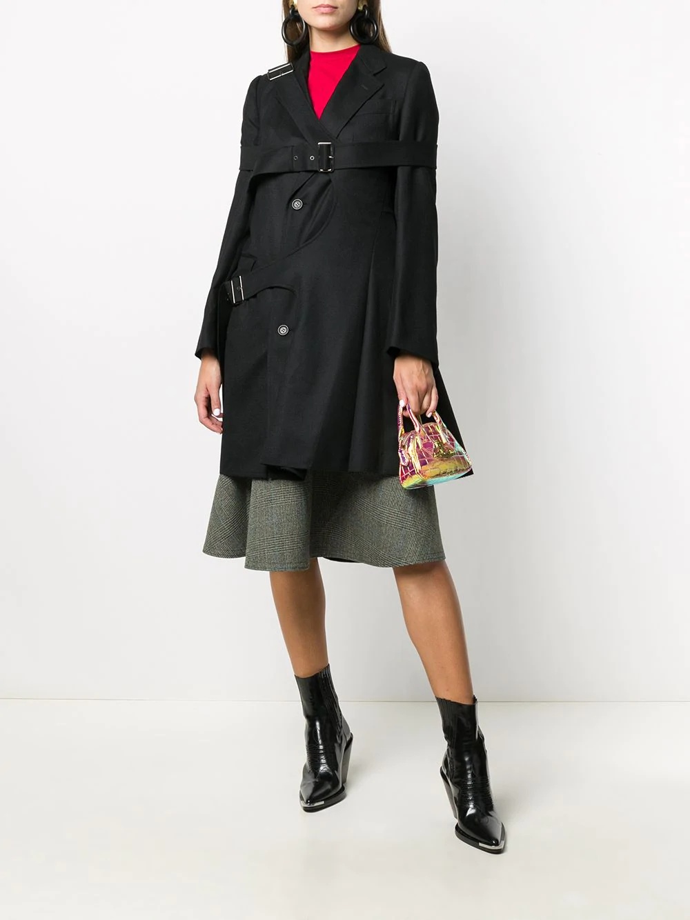 buckled strap mid-length coat - 2