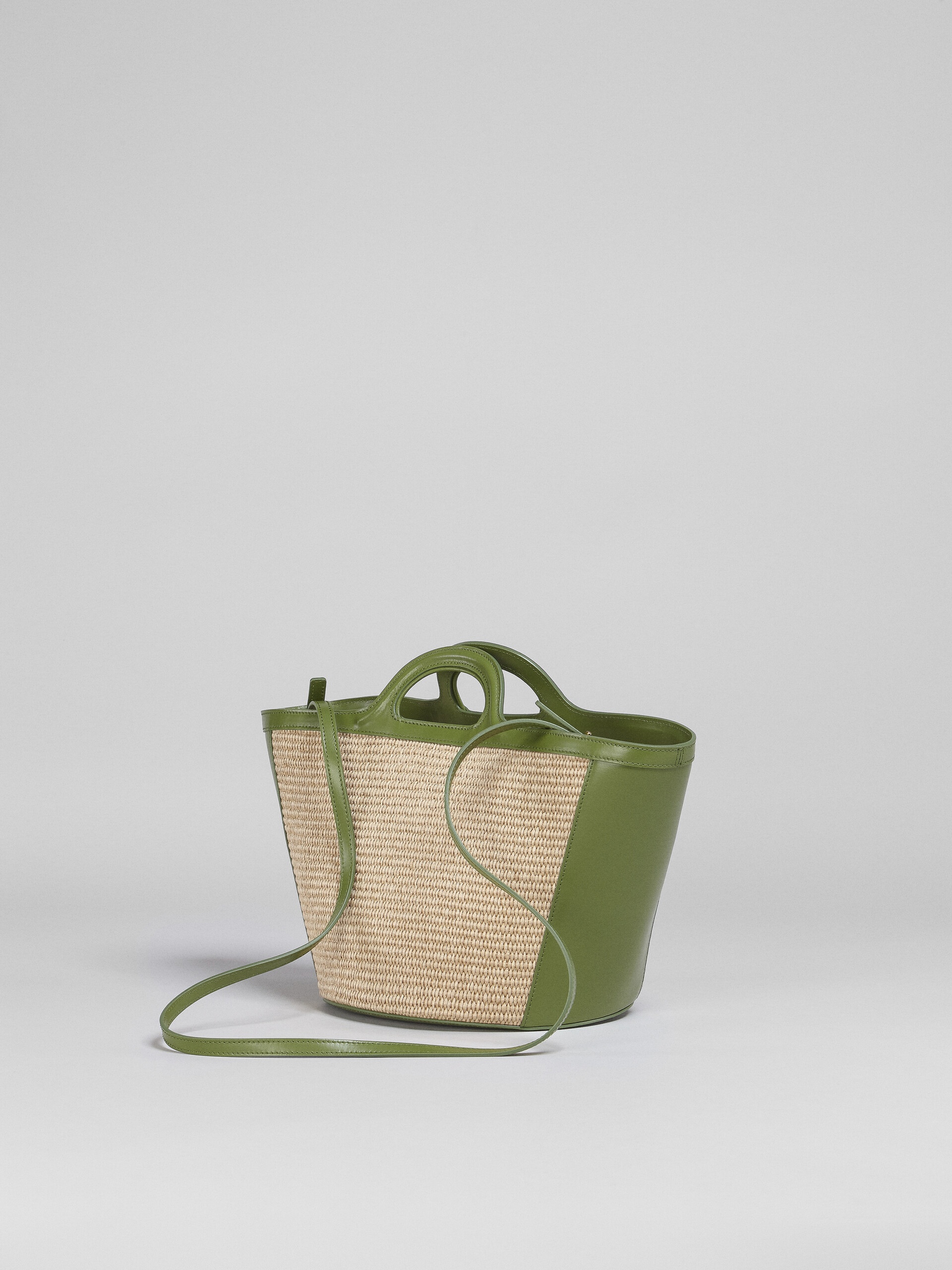 TROPICALIA SMALL BAG IN GREEN LEATHER AND RAFFIA - 3