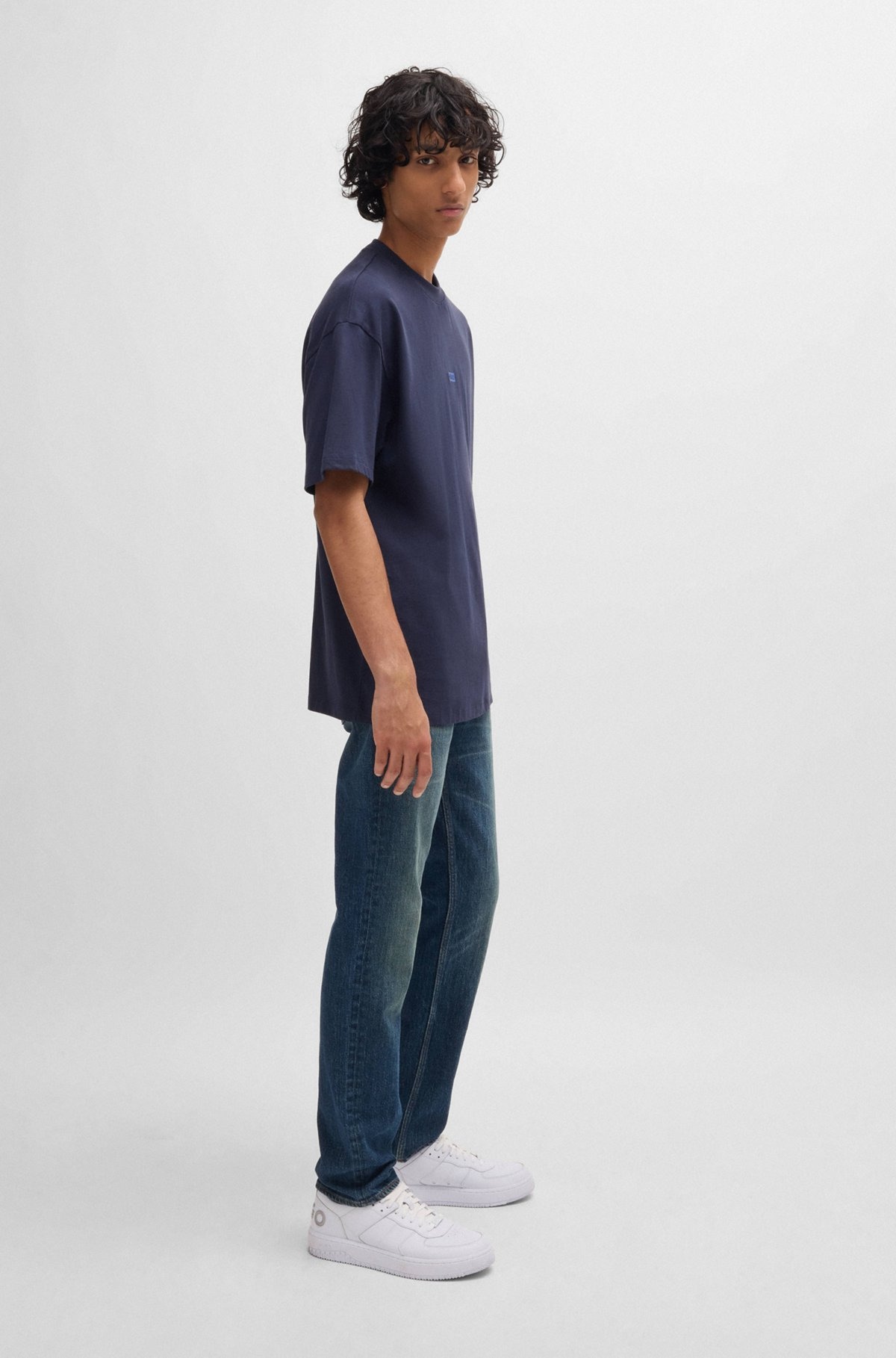 SLIM-FIT JEANS IN BLUE STRETCH DENIM - 3