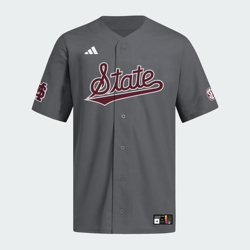 Mississippi State Dark Grey Full Button Jersey 1