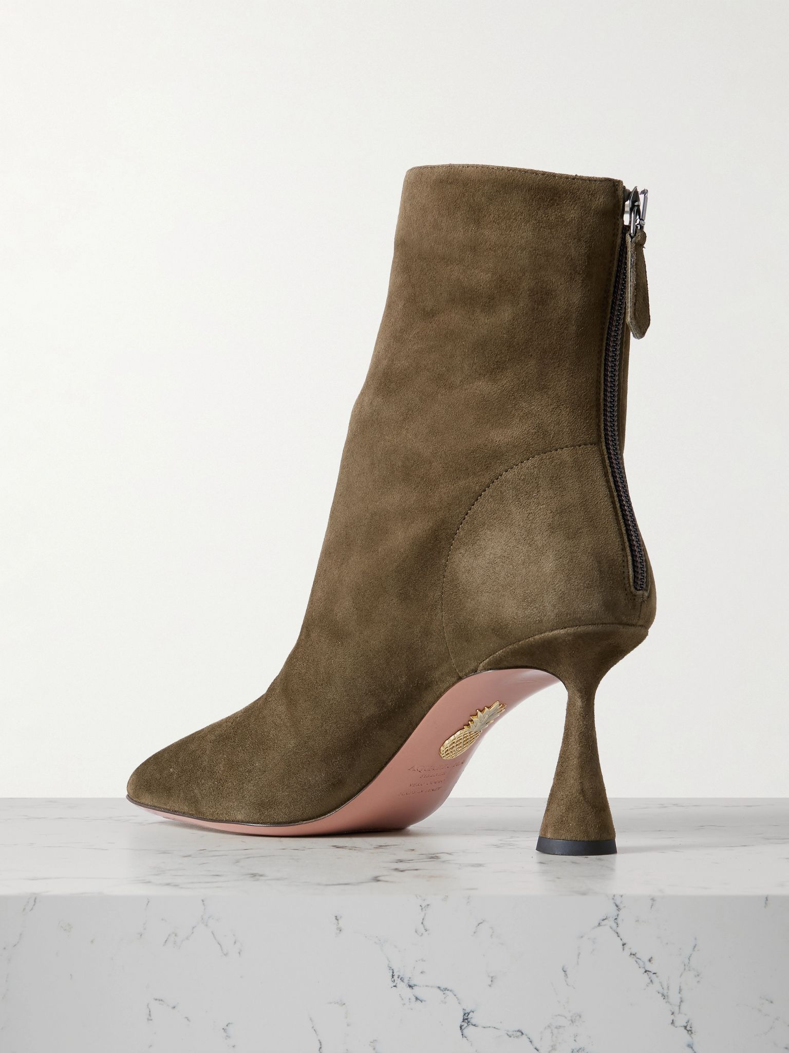 Amore 75 suede ankle boots Army green - 3