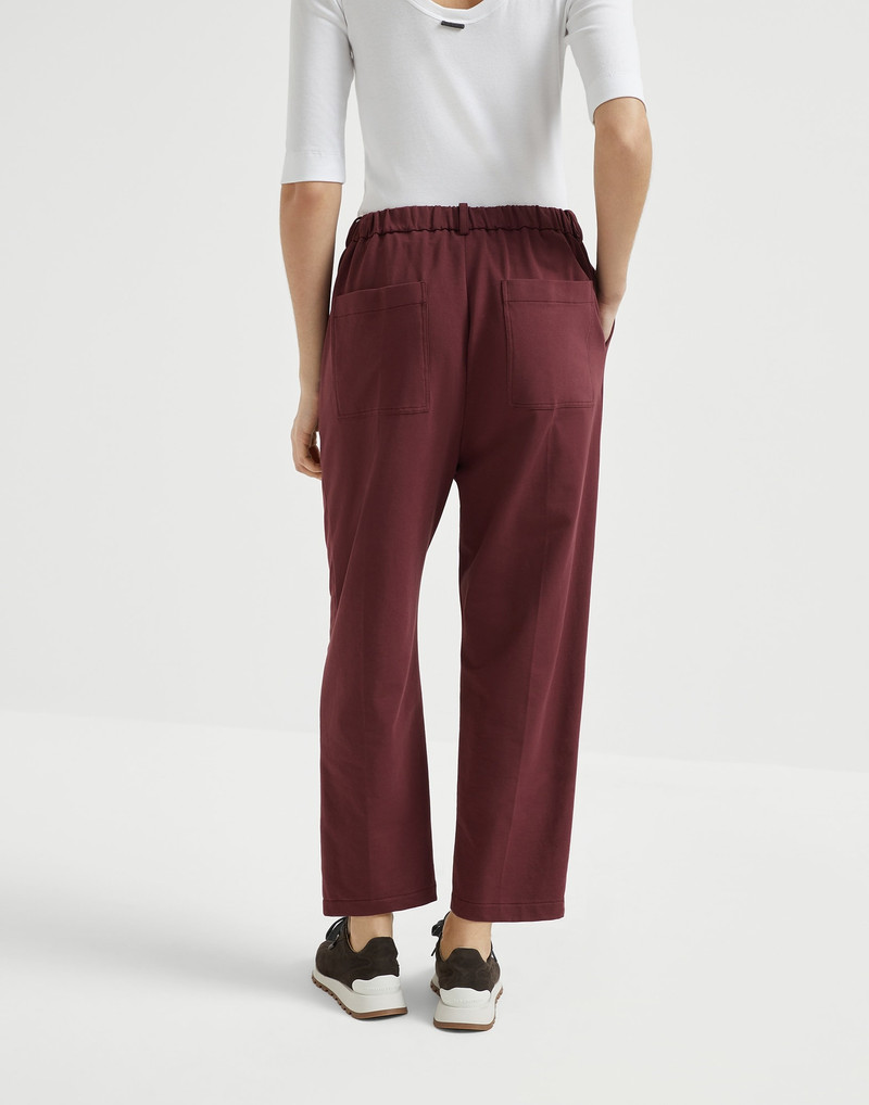 Brunello Cucinelli Stretch cotton lightweight French terry cropped trousers outlook