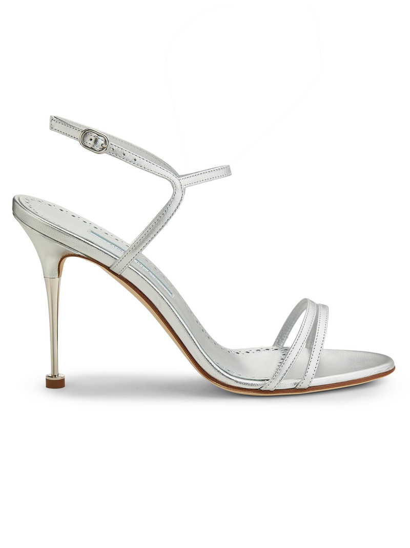 Women's Ciaga 105MM Sculptural-Heel Leather Sandals - Sliver 1