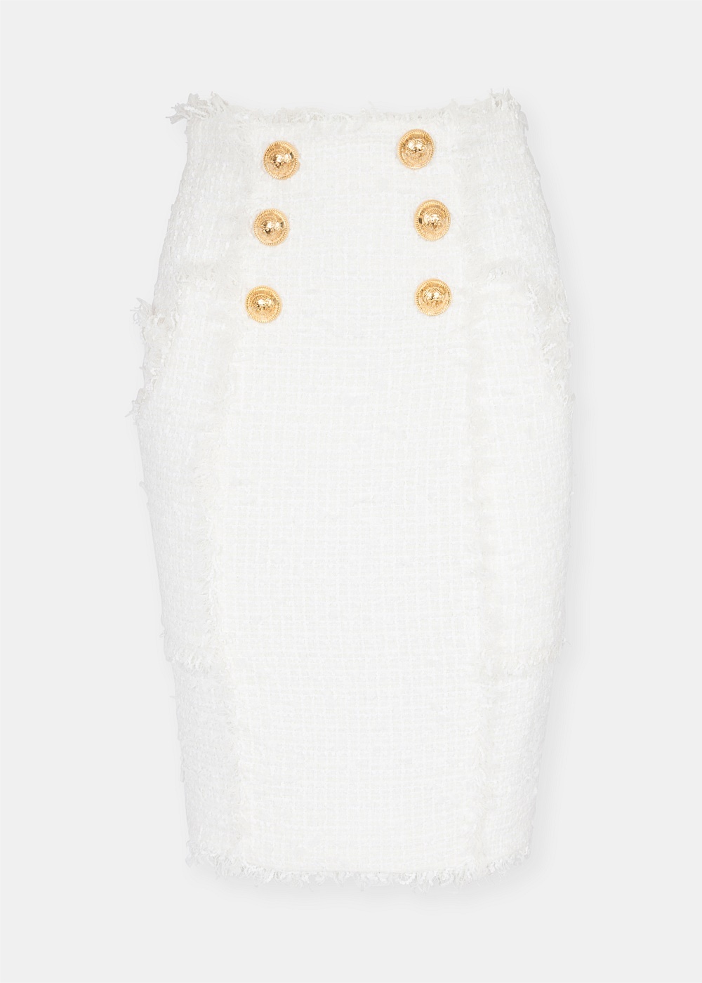 White Tweed Knee Skirt - 1