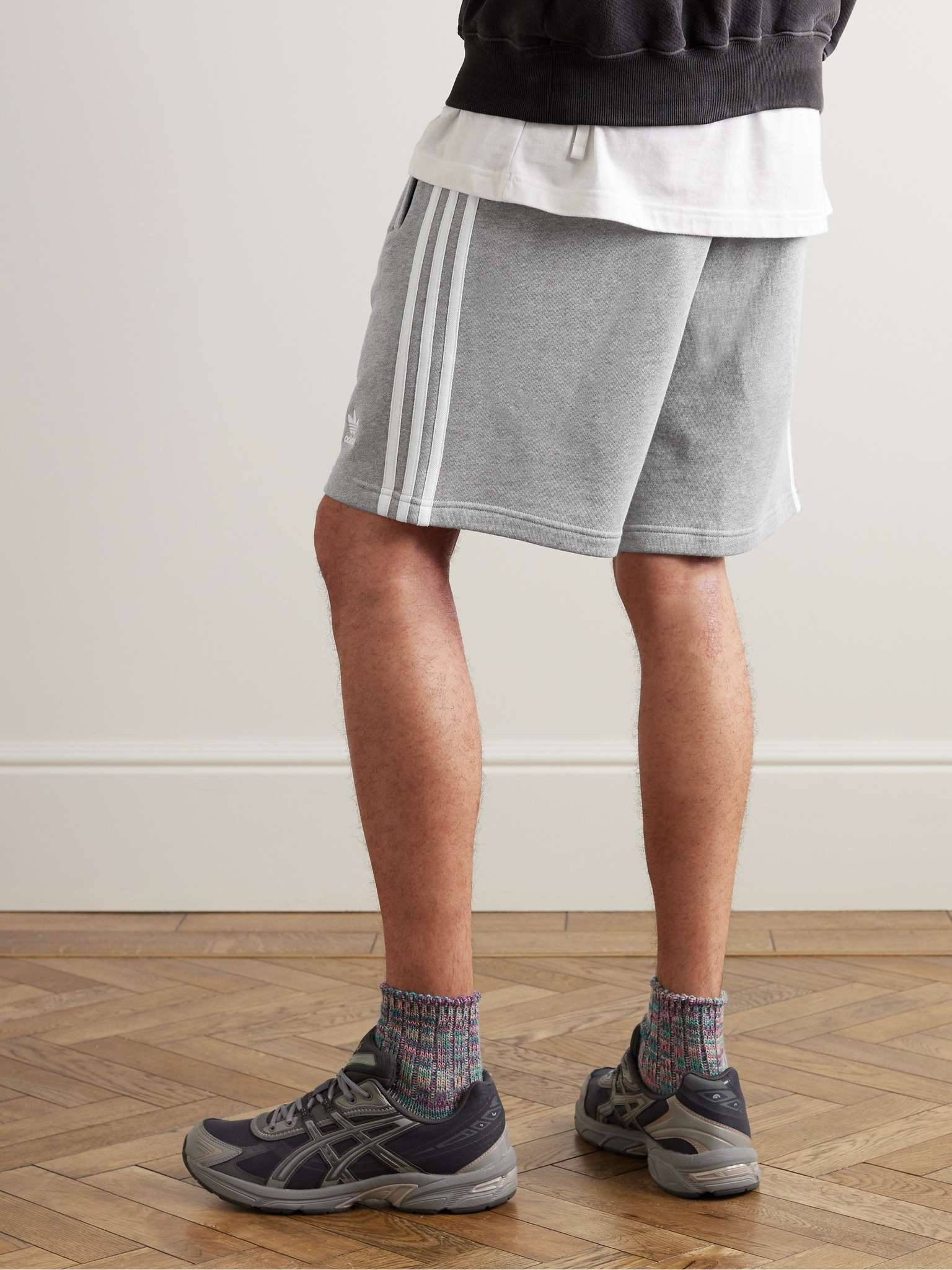 Straight-Leg Logo-Embroidered Striped Cotton-Jersey Drawstring Shorts - 3
