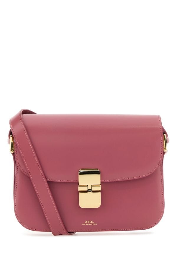 A.P.C. Woman Dark Pink Leather Small Grace Crossbody Bag - 1