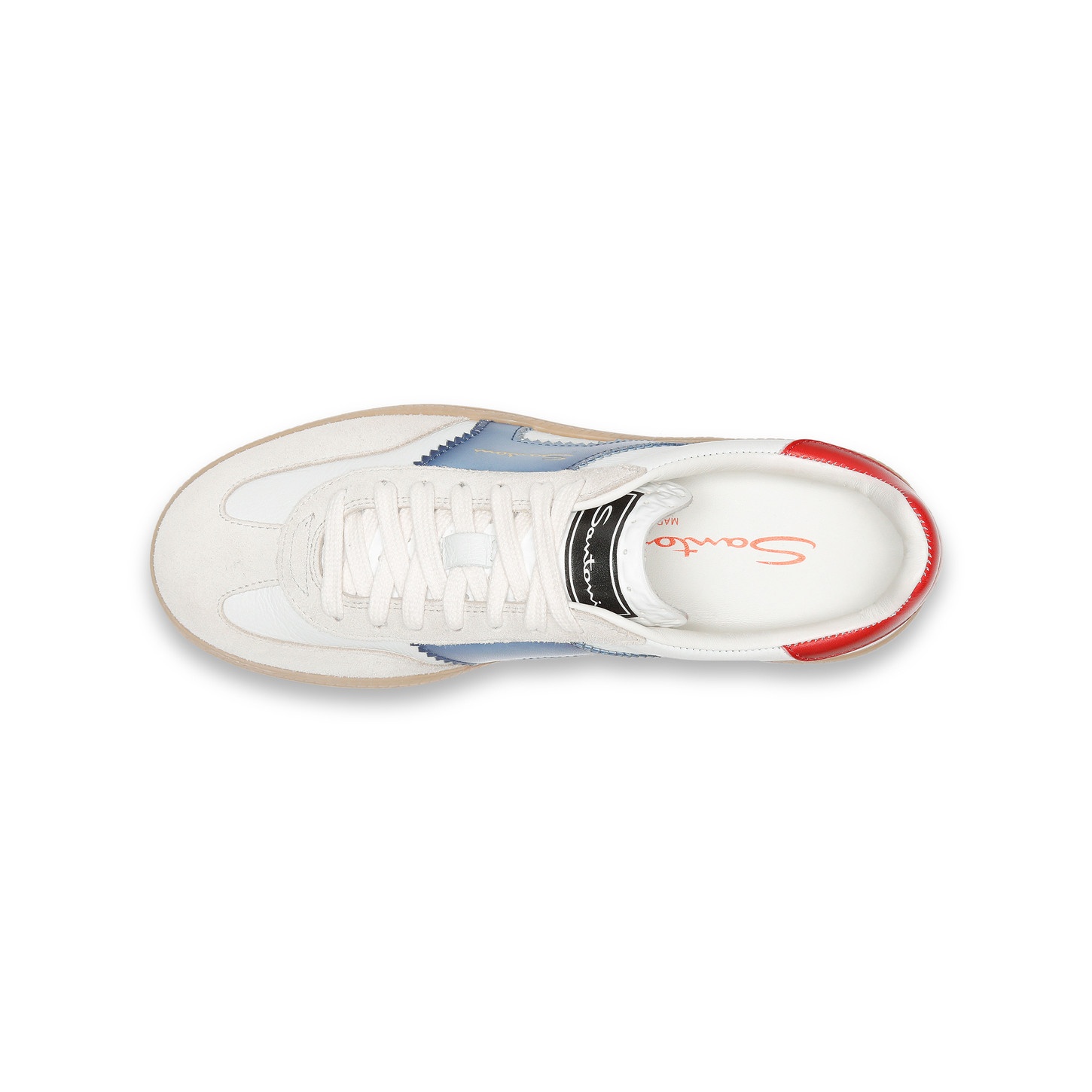 Women's white, blue and red leather and suede DBS Oly sneaker - 5