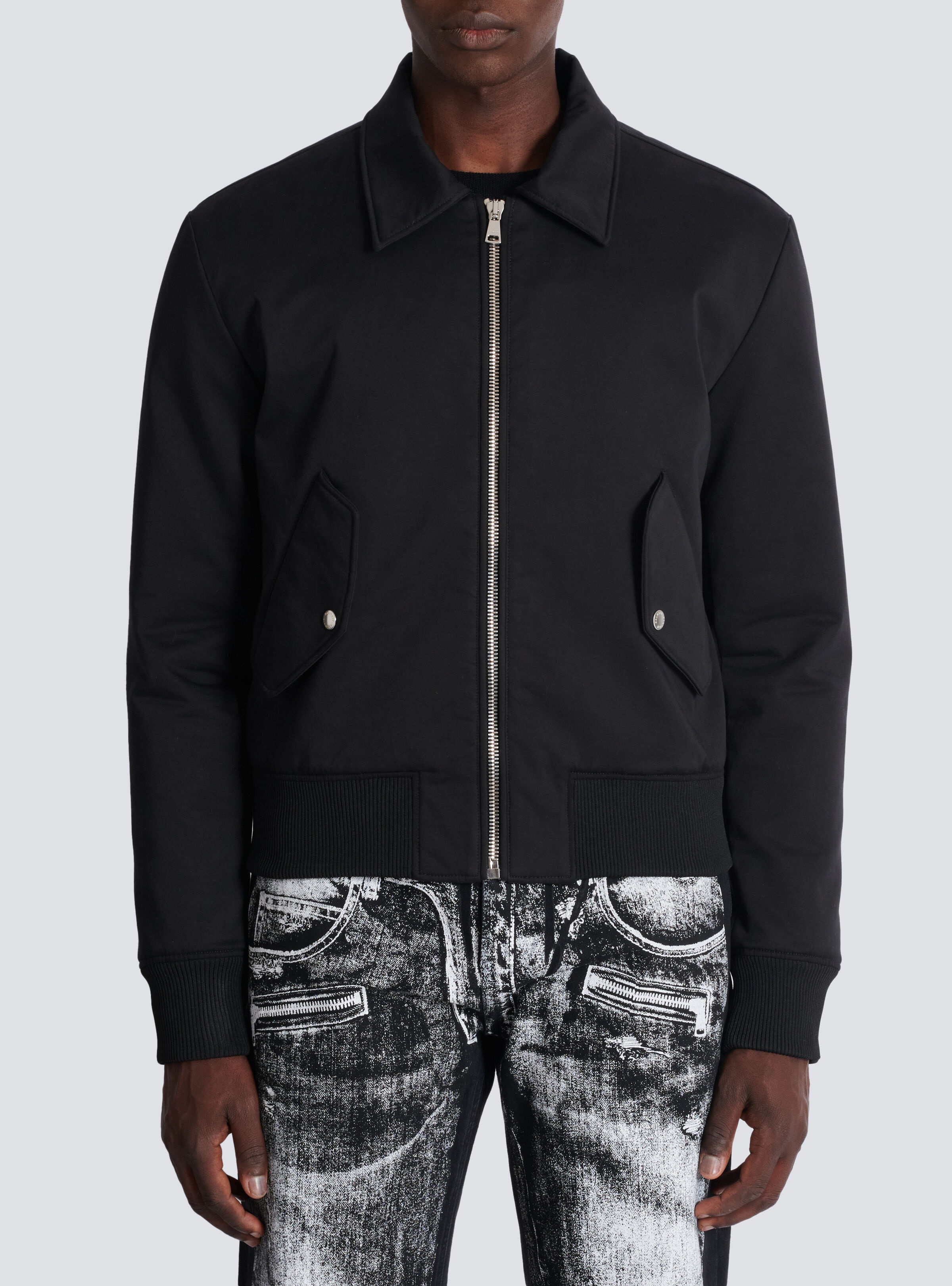 Cotton bomber jacket with vintage Balmain logo - 5