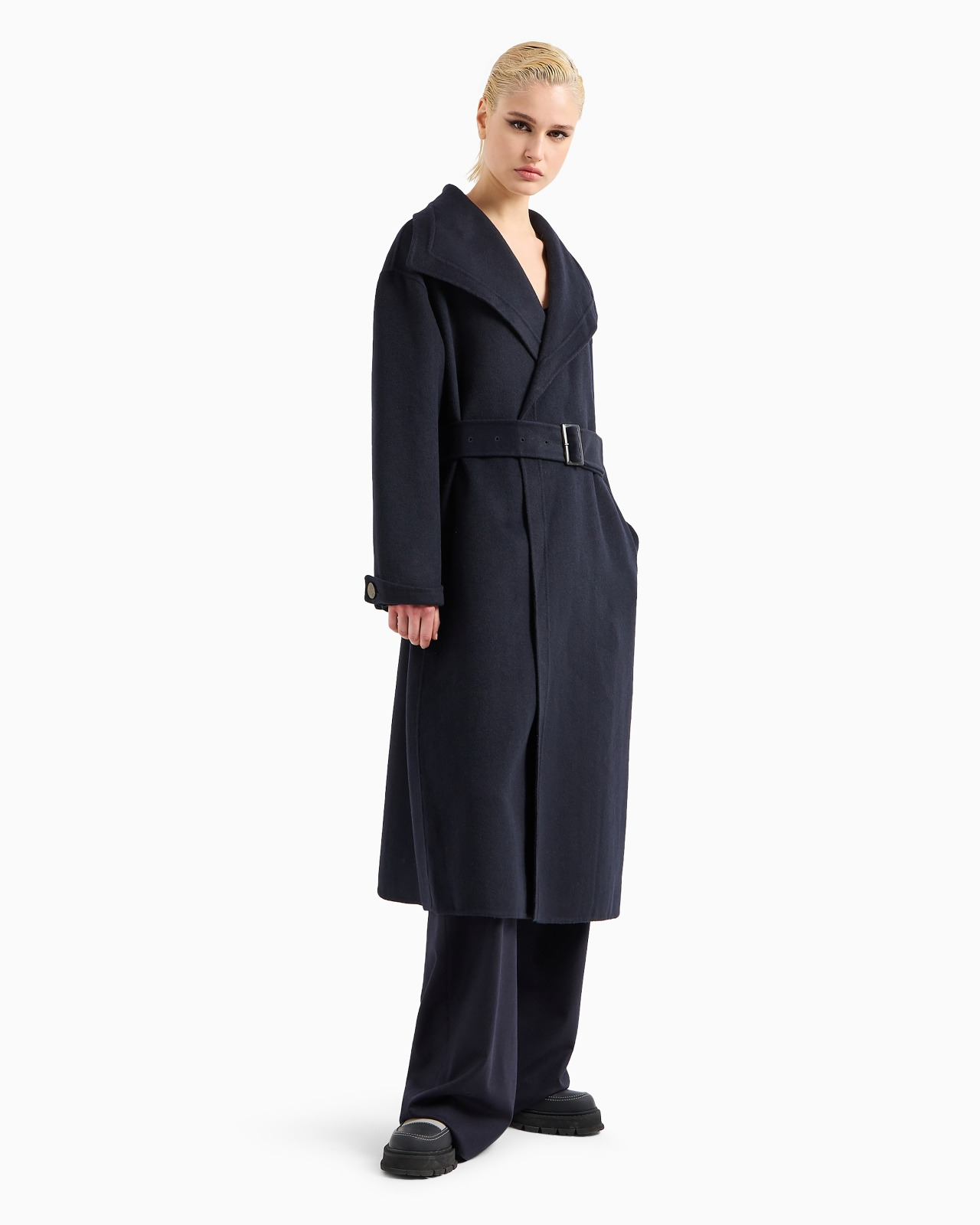 Compact double wool-blend robe coat - 2