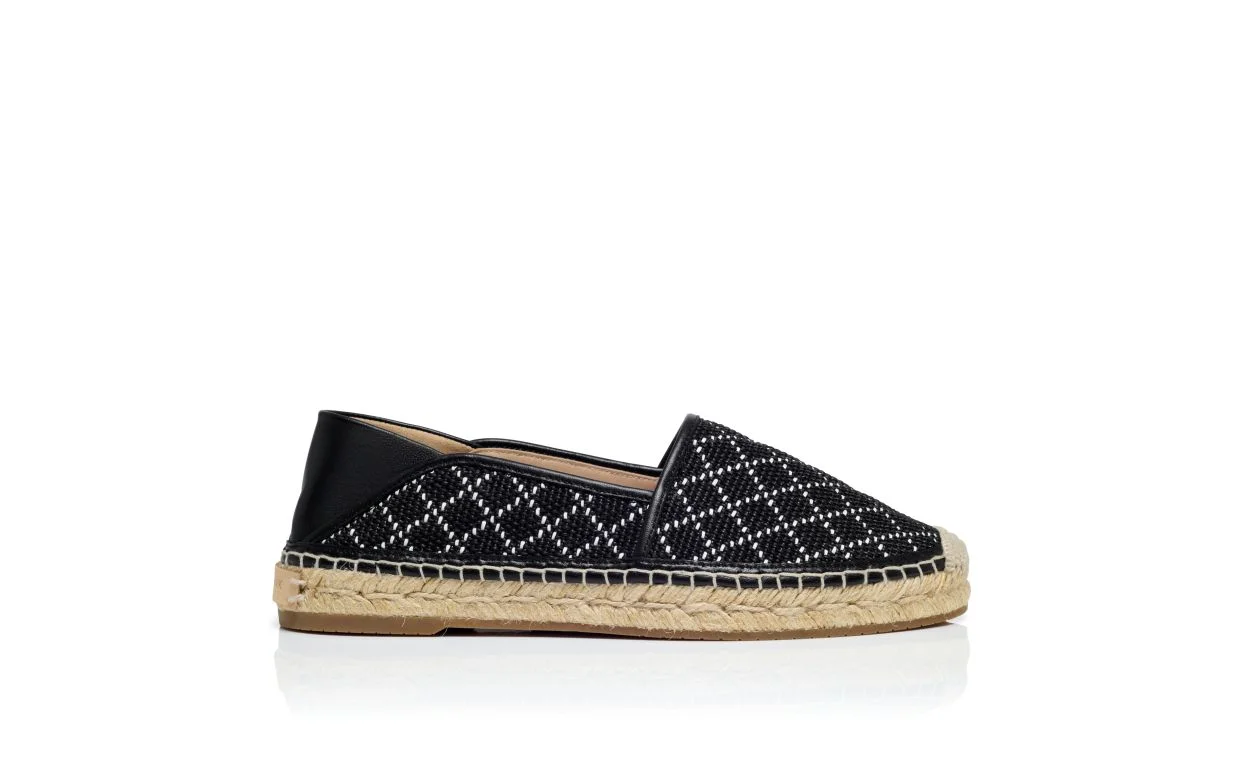 Black and White Raffia Espadrilles - 1