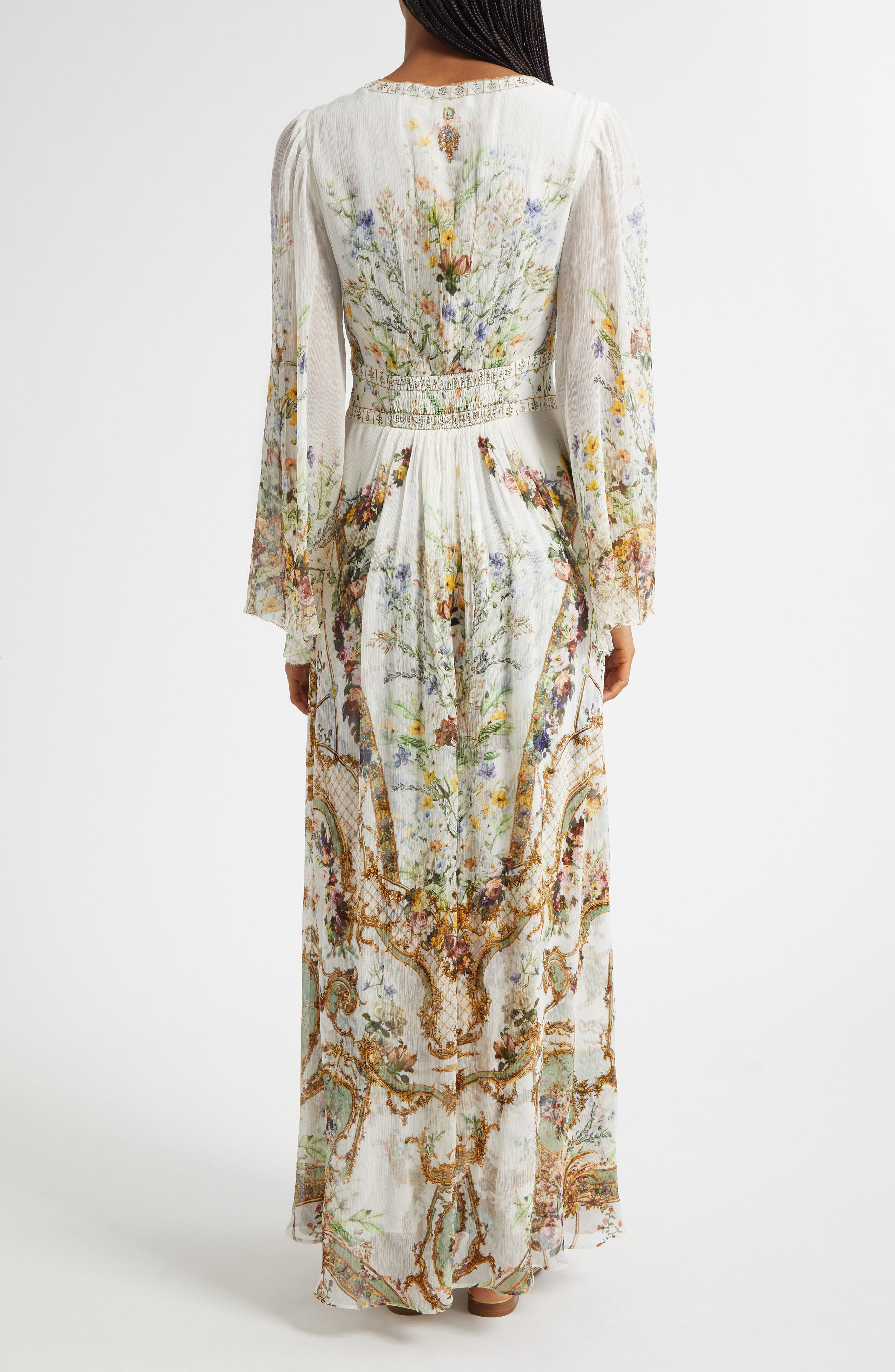 Camilla Dressing Room Drama Long Sleeve Silk Chiffon Maxi Dress at Nordstrom - 2