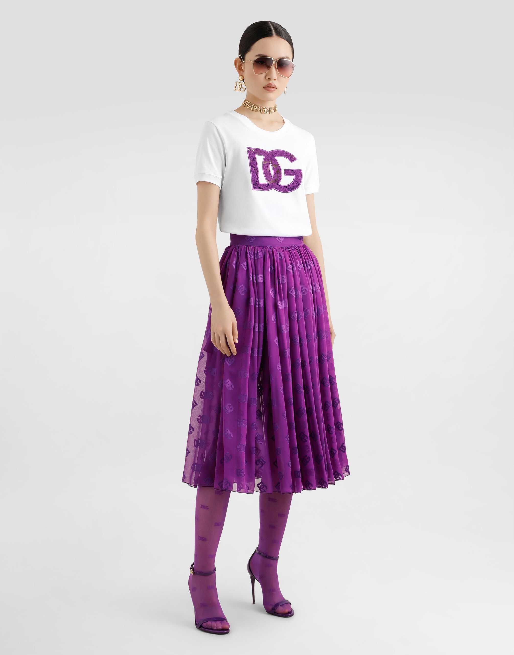 Jersey t-shirt with lace inlay - 4