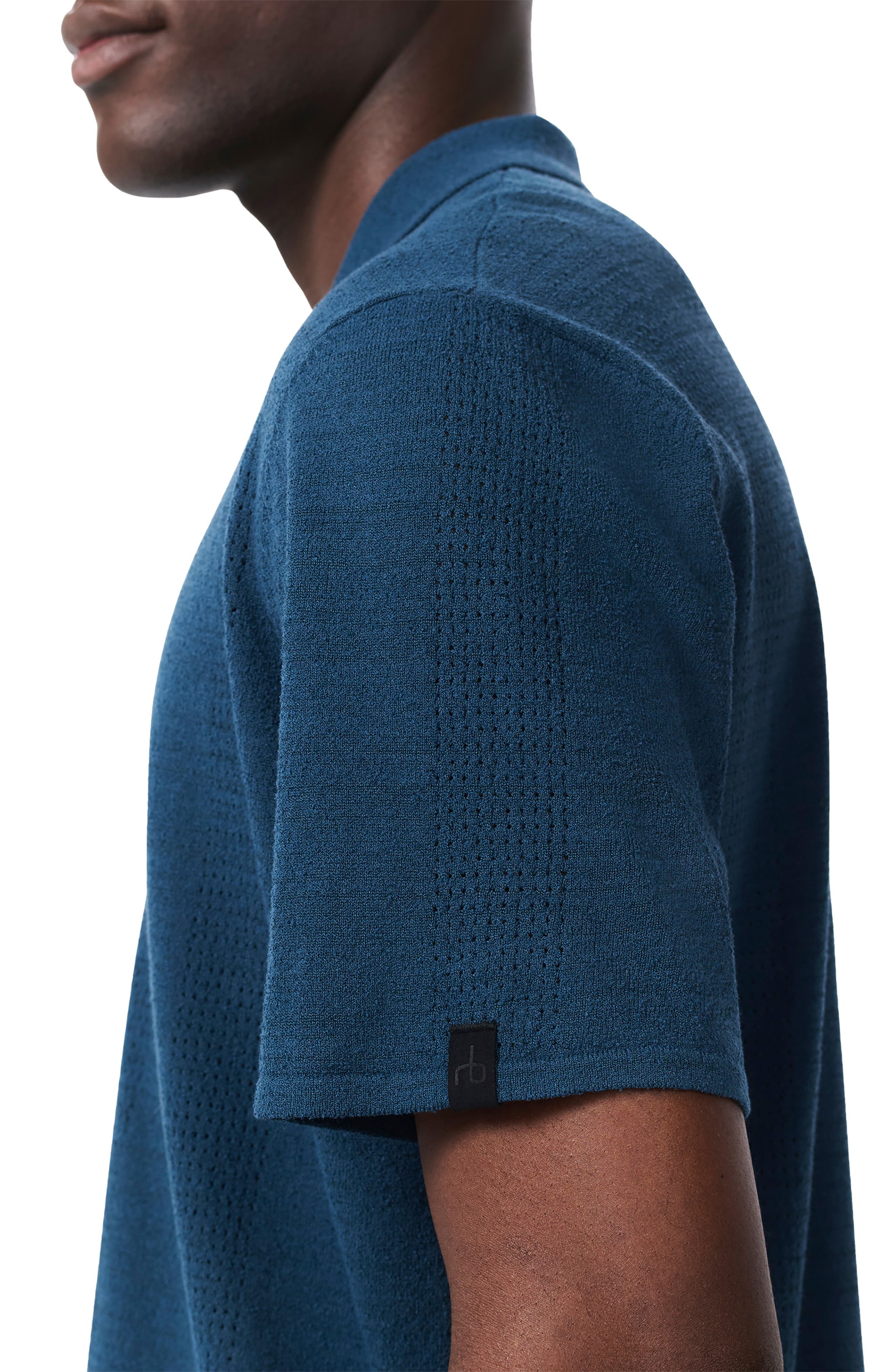 rag & bone Zuma Pointelle Short Sleeve Knit Camp Shirt in Mnlt at Nordstrom - 4