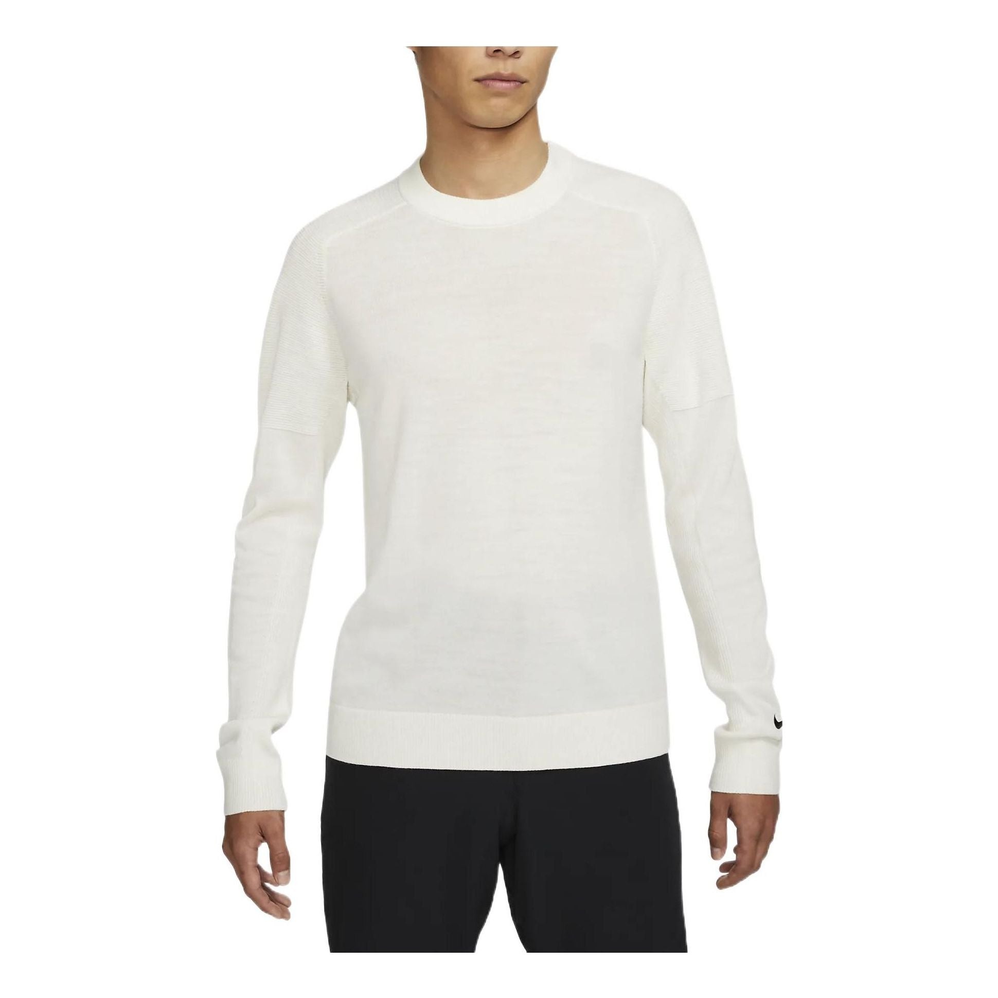 Men's Nike Tiger Woods Solid Color Elastic Breathable Golf Round Neck Wool Sweater Mountain White CU - 1