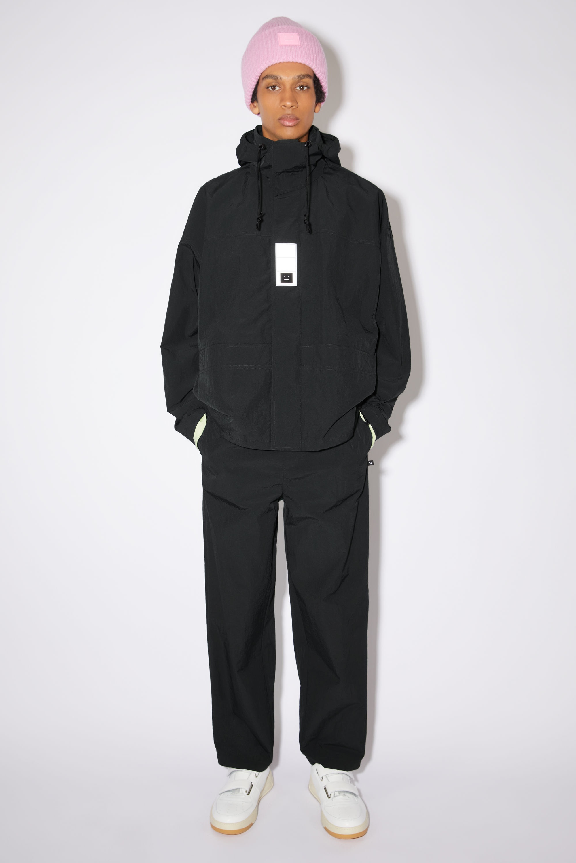 Nylon hooded jacket - Black - 2