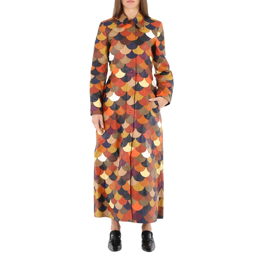 Chloe Ladies Multicolored Patchwork Leather Coat - 3