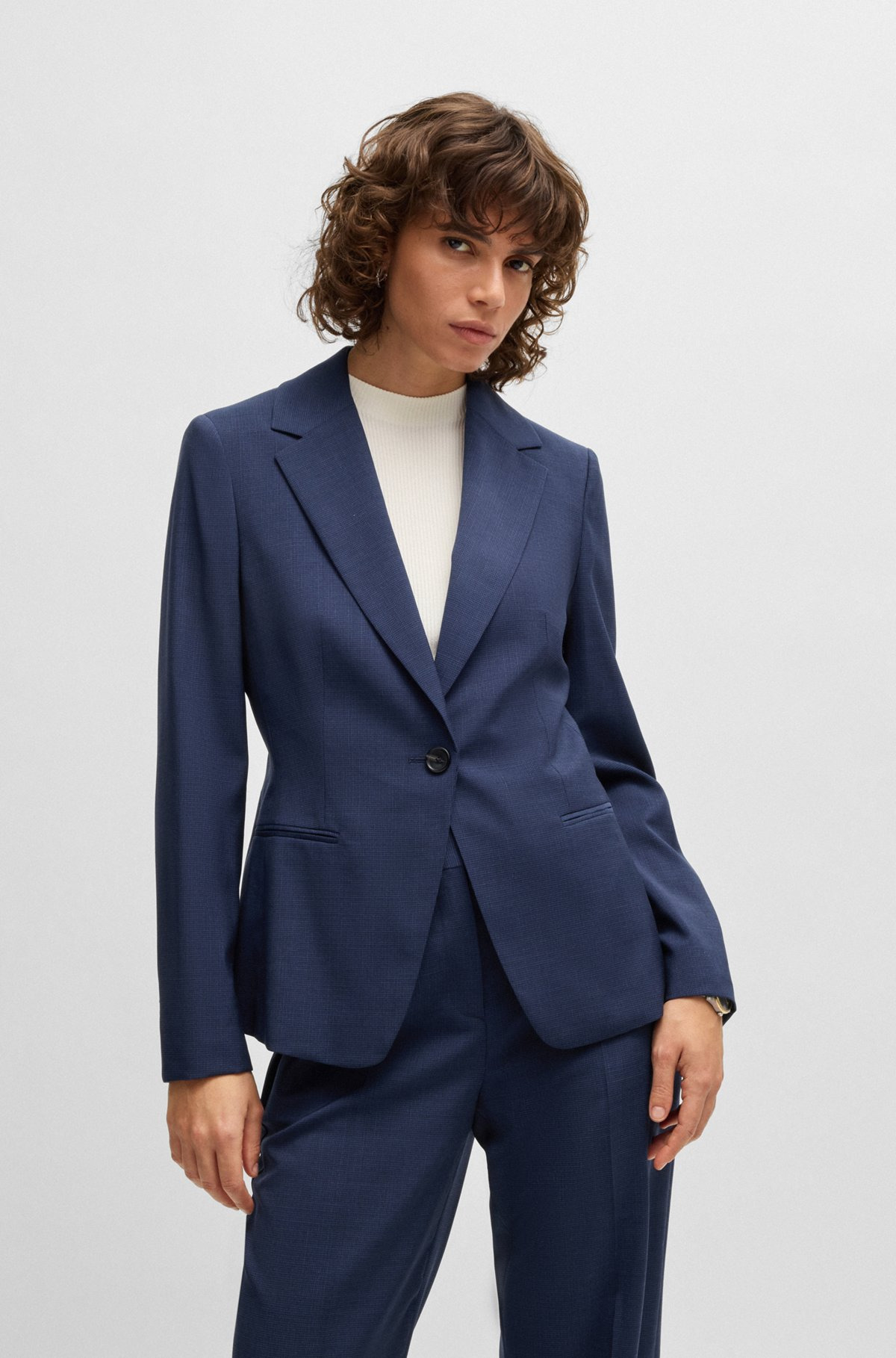 REGULAR-FIT BLAZER IN MICRO-CHECK VIRGIN WOOL - 2