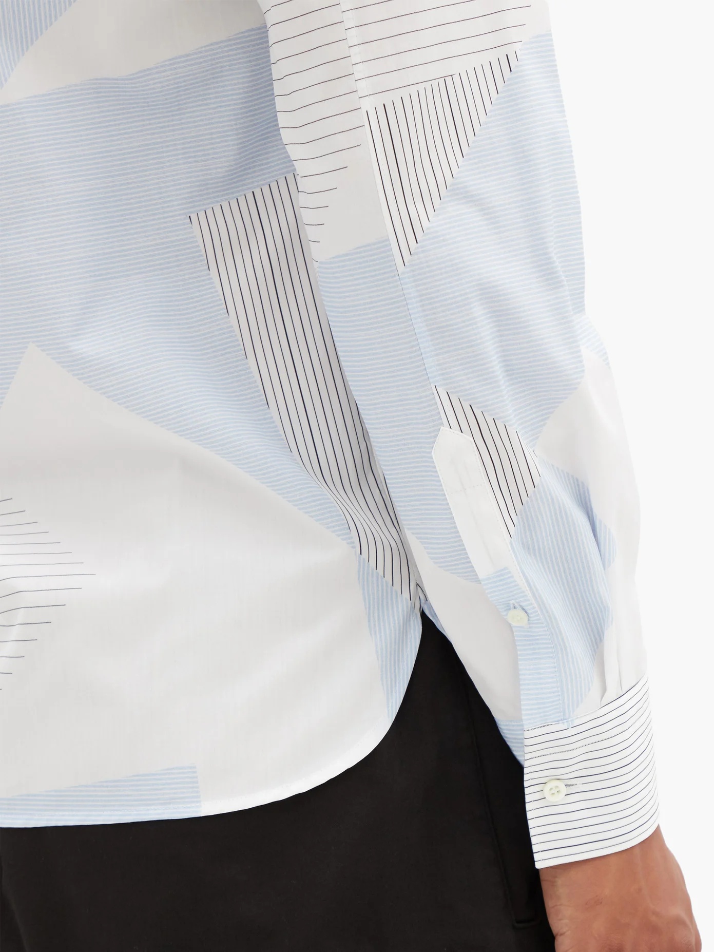 Geometric stripe-print cotton-poplin shirt - 4