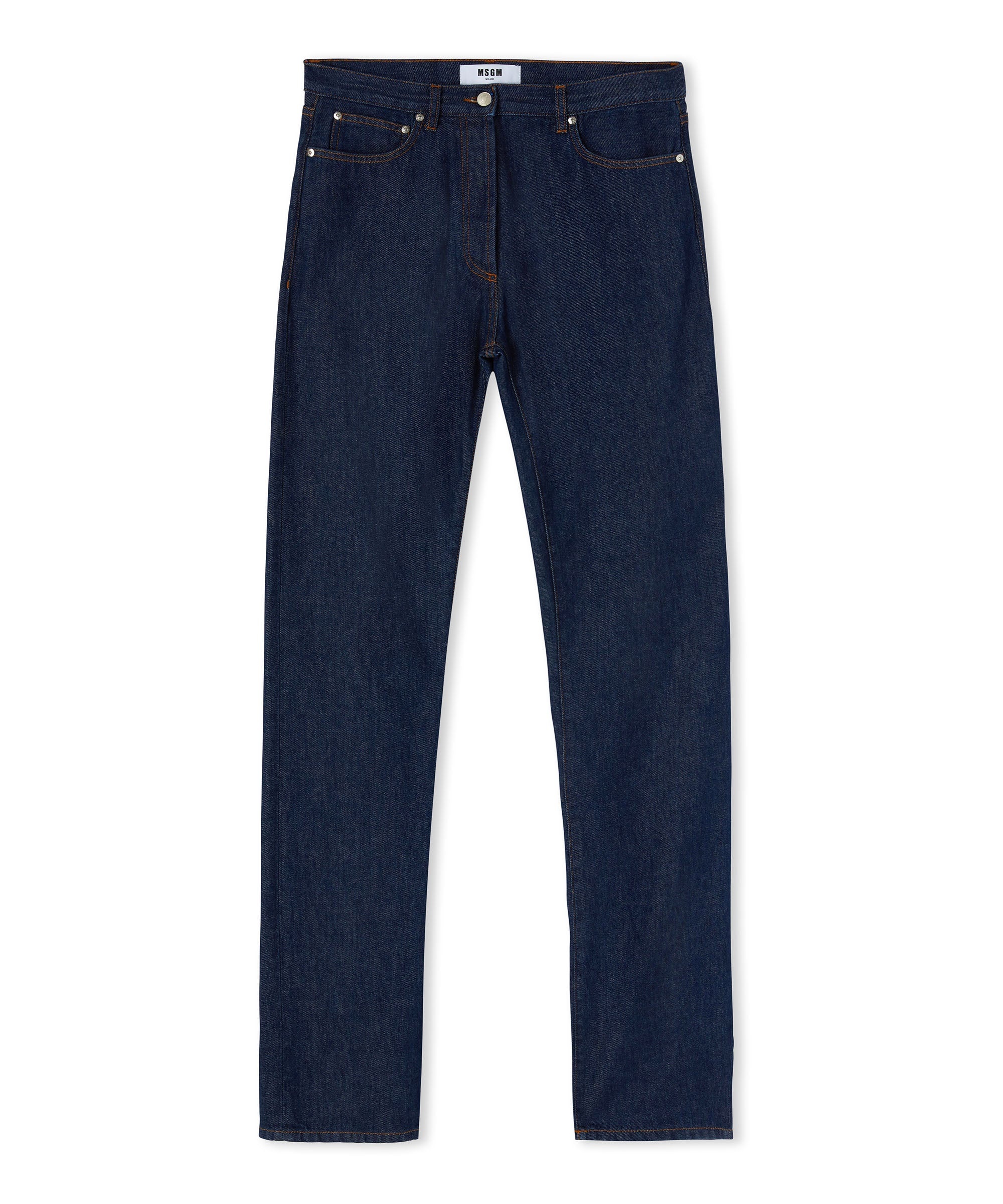 Solid color tailored jeans with straight legs - 2