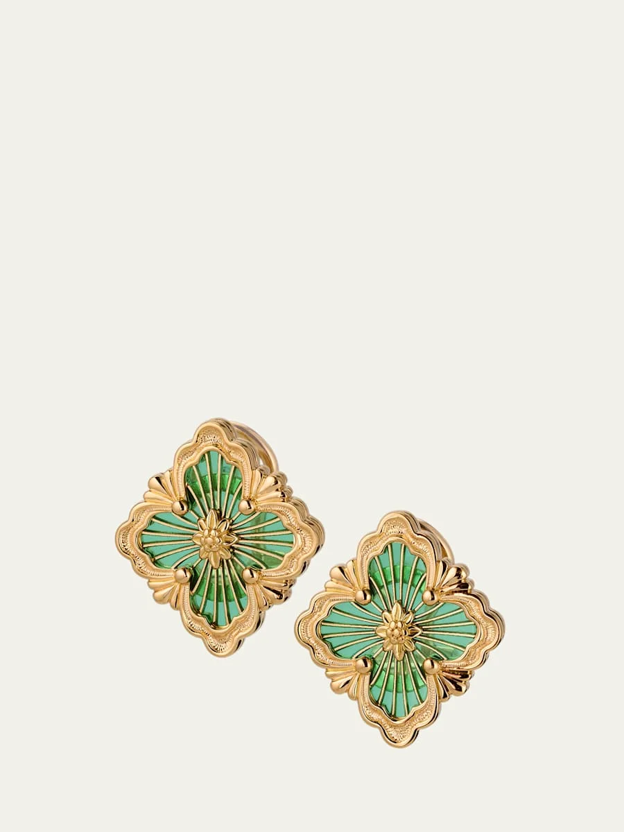 Opera Tulle Medium Button Earrings in Green Enamel - 1