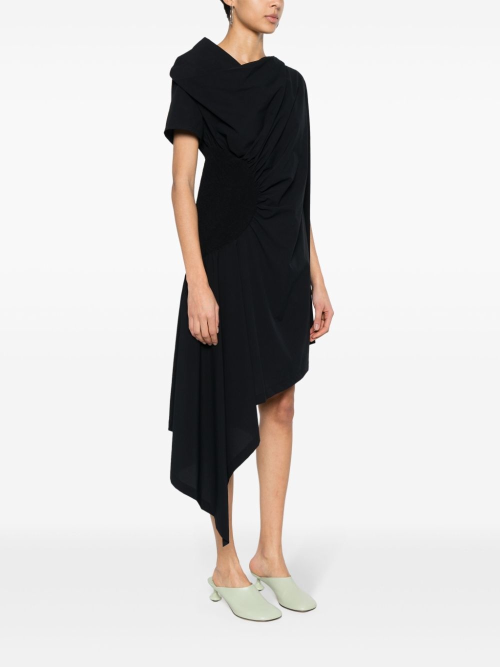 crepe asymmetric mini dress - 3