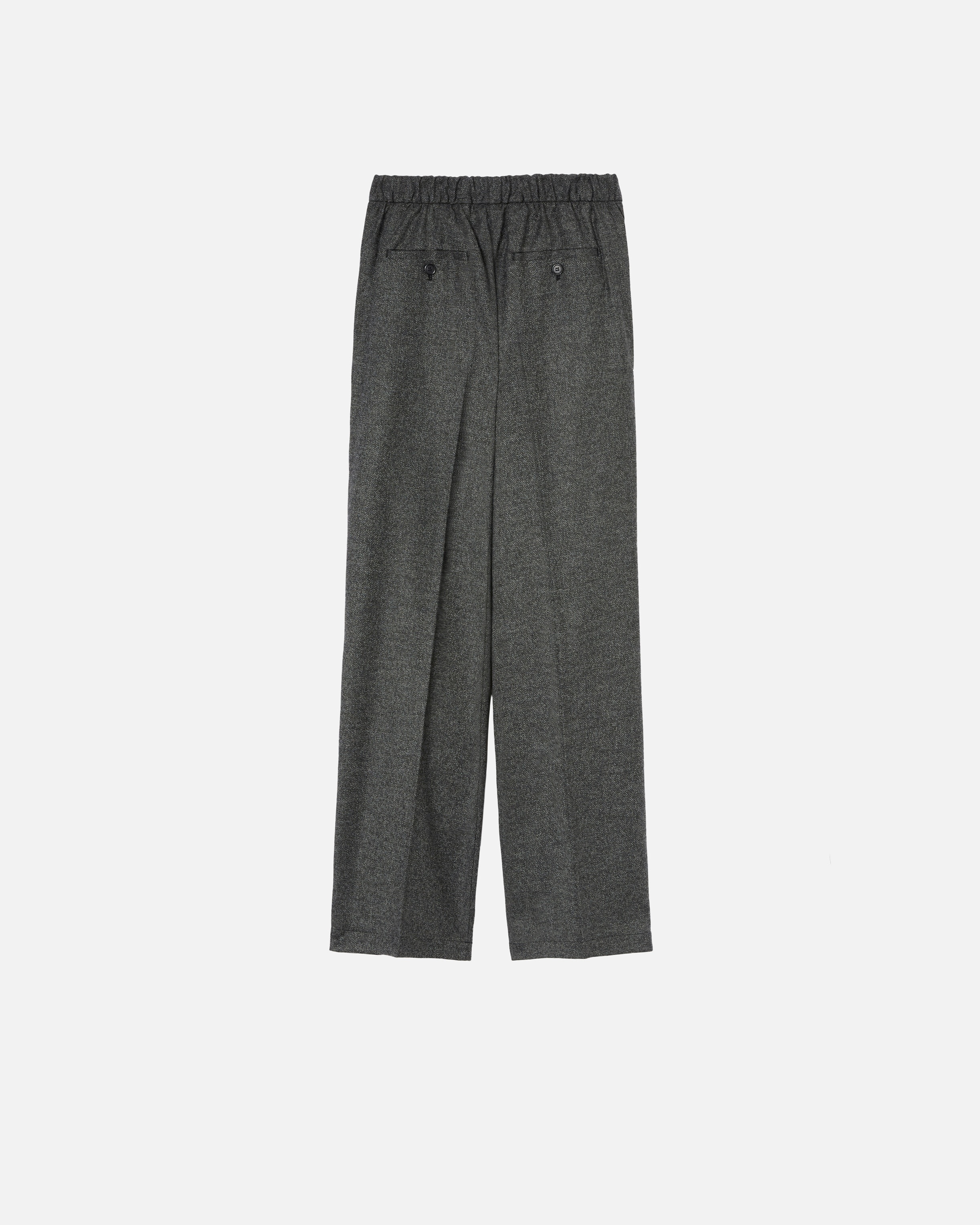 WIDE-LEG PULL-ON TROUSERS IN SALT-AND-PEPPER FLANNEL - 6