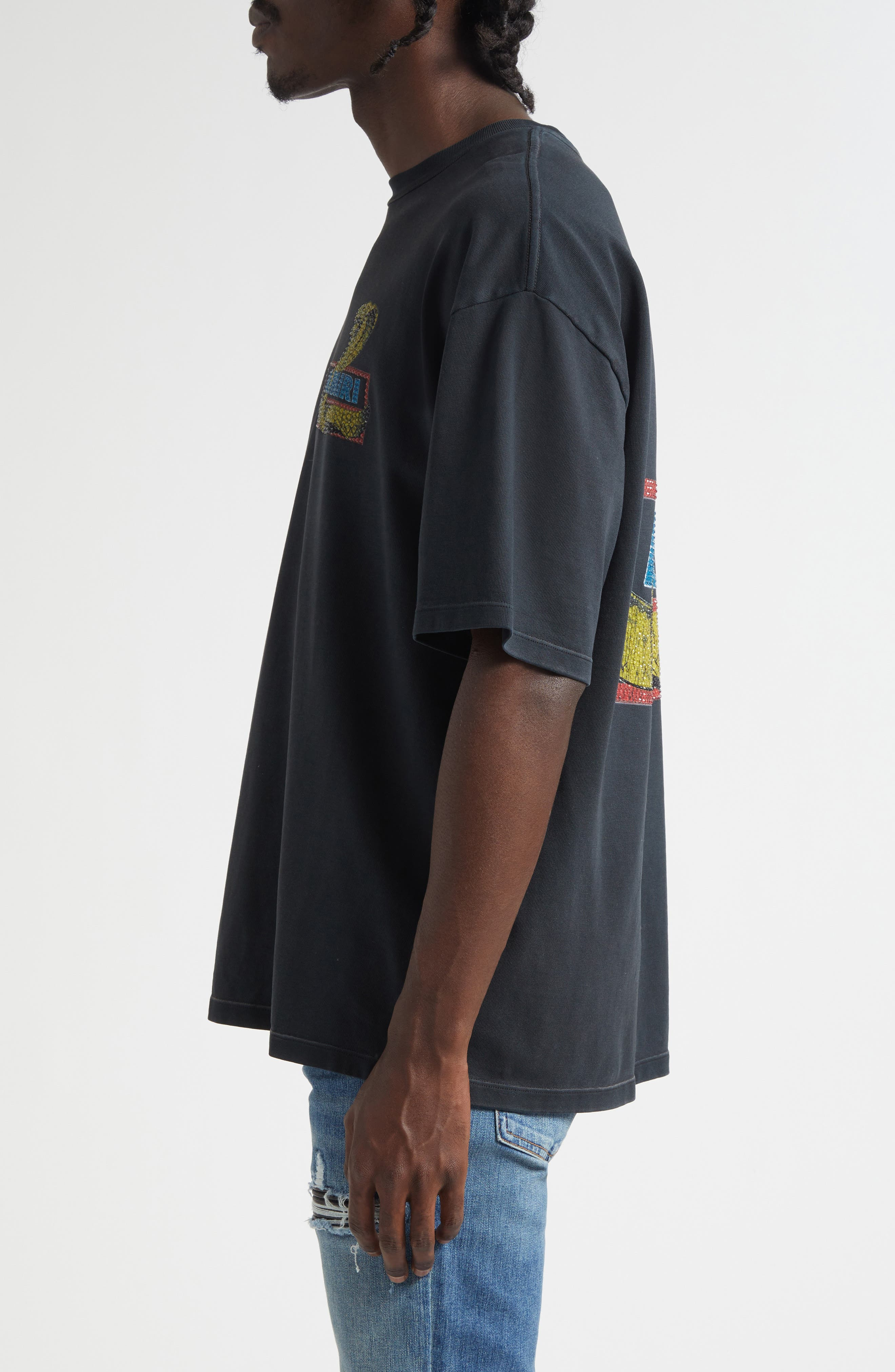 AMIRI Crystal Cobra Oversize Graphic T-Shirt in Black at Nordstrom - 3