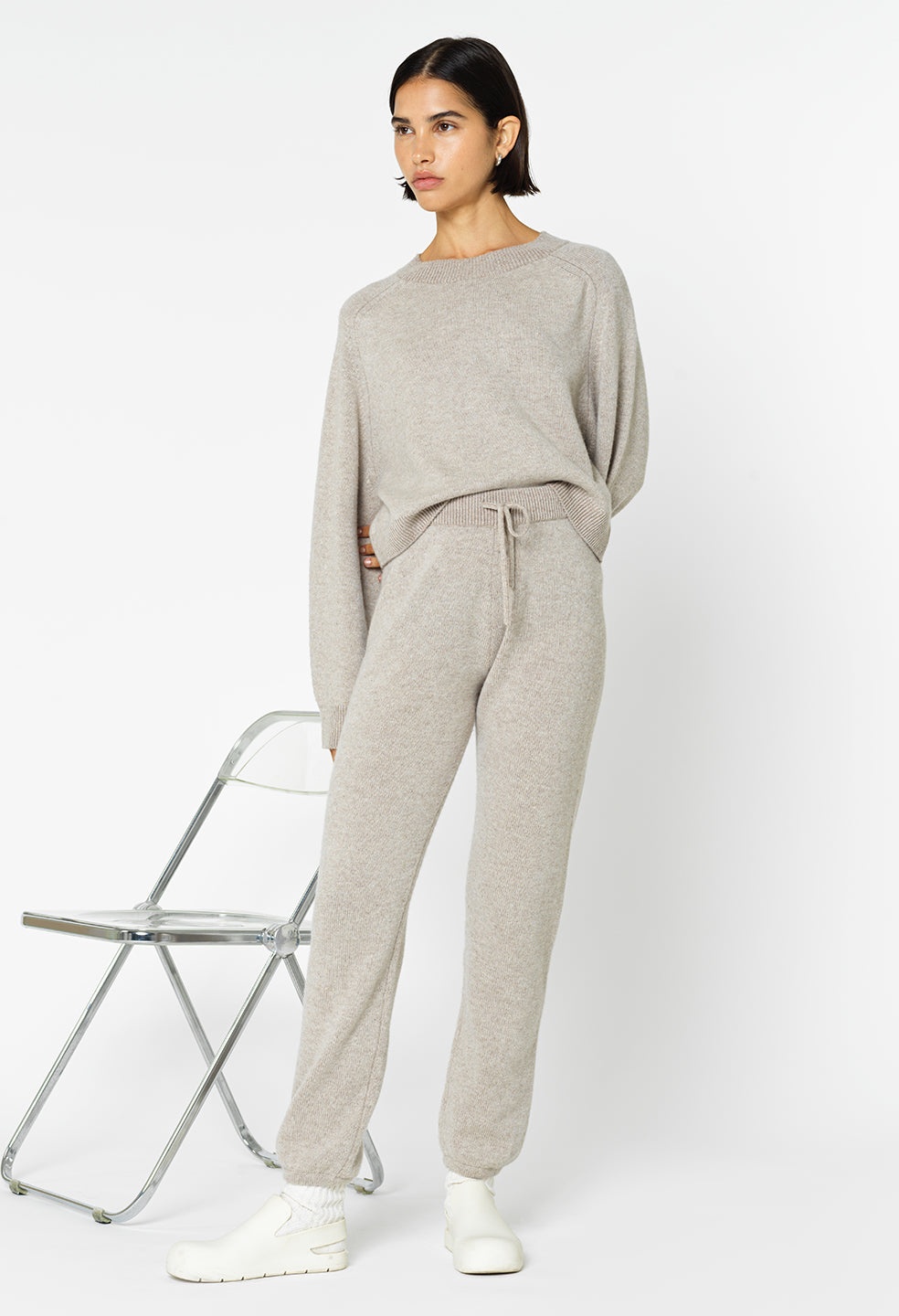 TWO TONE CASHMERE CREW - 2